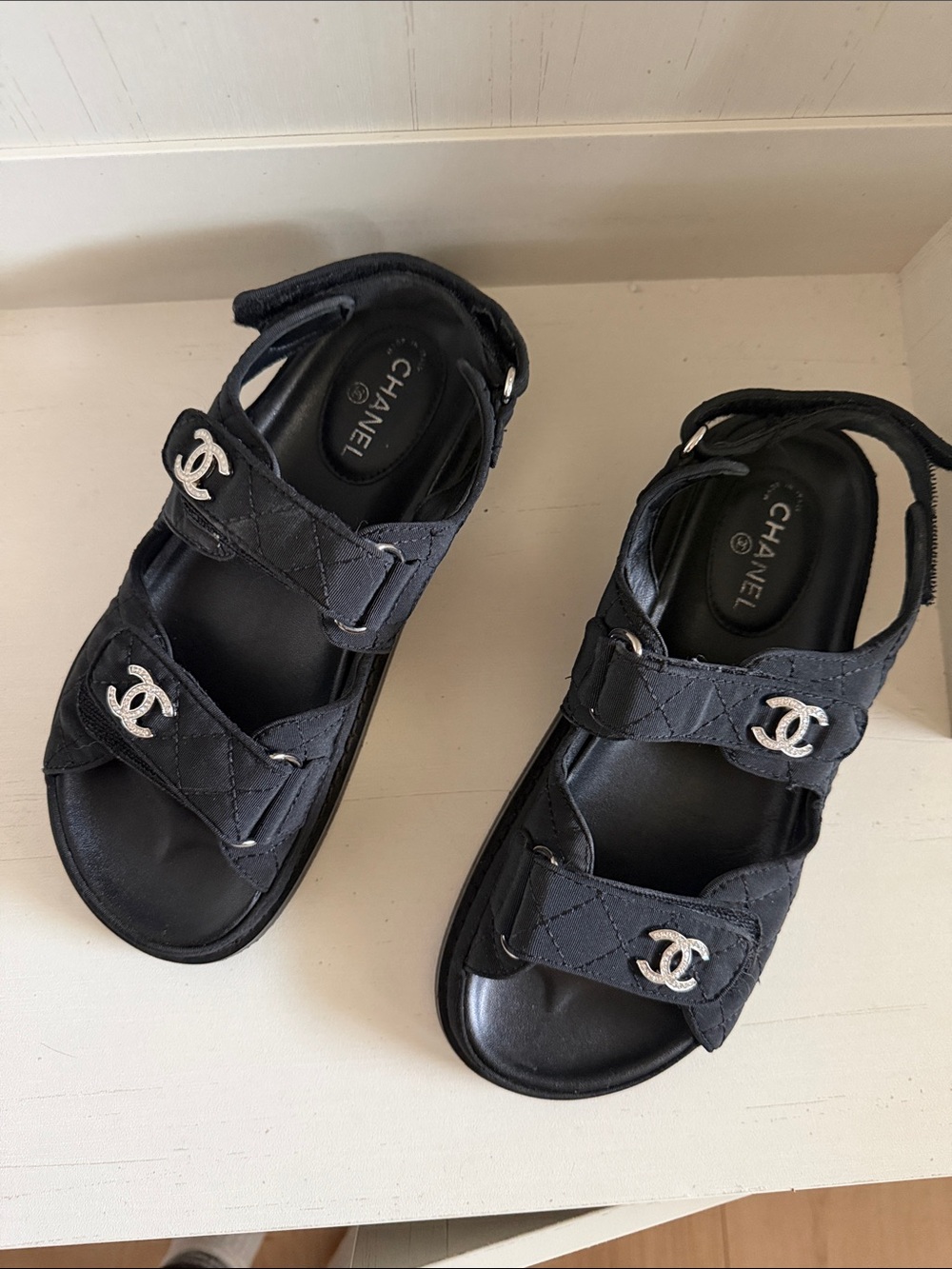 Chanel quilted sport/“dad” sandals with adjustable Velcro size 40